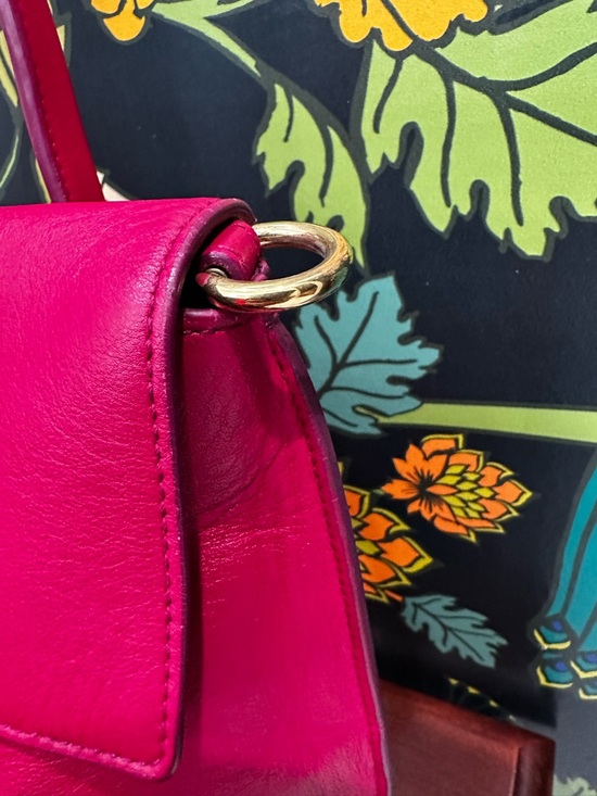 Salvatore Ferragamo Gancini Lock Satchel – Fuchsia Leather with COA - Picture 8 of 13